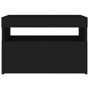 Κομοδίνα με LED 2 τεμ. Μαύρα 60 x 35 x 40εκ. Επεξεργασμένο Ξύλο