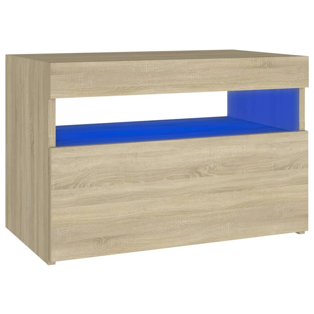 Κομοδίνο με LED Sonoma Δρυς 60 x 35 x 40 εκ. Επεξεργασμένο Ξύλο - PAKOBAZAAR