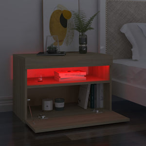 Κομοδίνο με LED Sonoma Δρυς 60 x 35 x 40 εκ. Επεξεργασμένο Ξύλο - PAKOBAZAAR