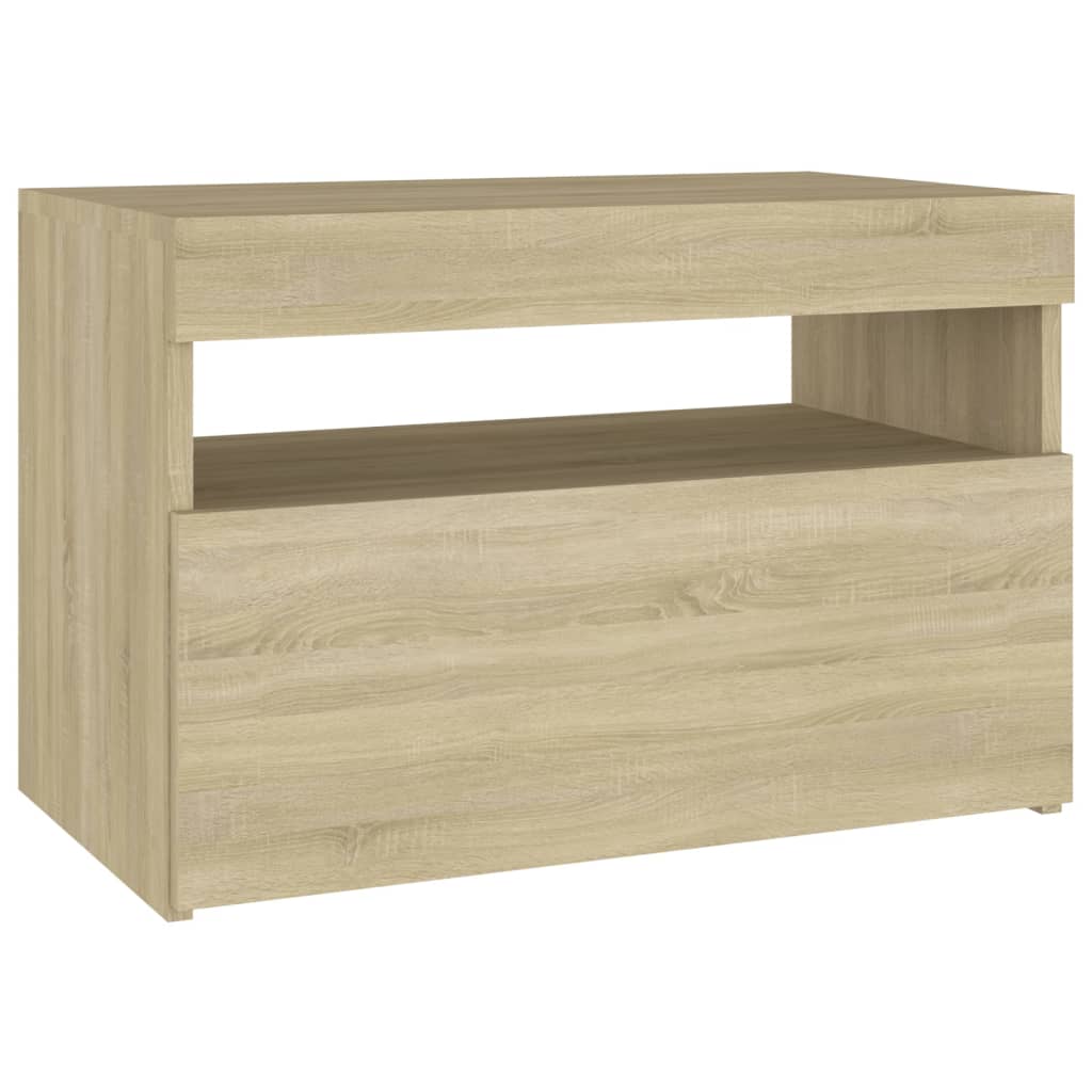 Κομοδίνο με LED Sonoma Δρυς 60 x 35 x 40 εκ. Επεξεργασμένο Ξύλο - PAKOBAZAAR