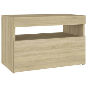 Κομοδίνο με LED Sonoma Δρυς 60 x 35 x 40 εκ. Επεξεργασμένο Ξύλο - PAKOBAZAAR