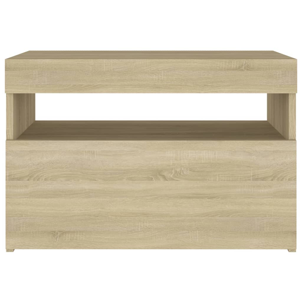 Κομοδίνο με LED Sonoma Δρυς 60 x 35 x 40 εκ. Επεξεργασμένο Ξύλο - PAKOBAZAAR