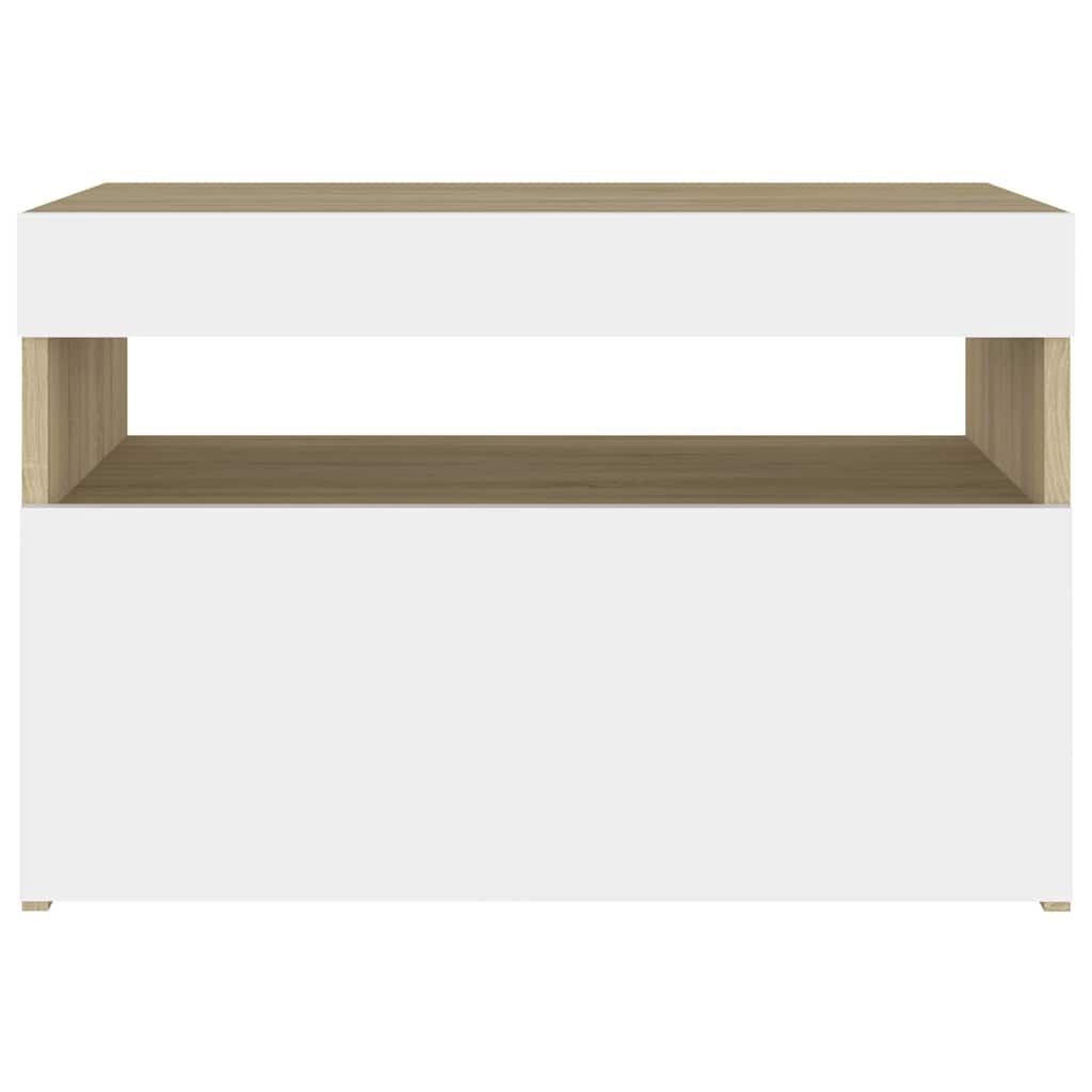 Κομοδίνο με LED Λευκό / Sonoma Δρυς 60 x 35 x 40 εκ.