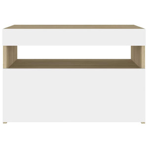 Κομοδίνο με LED Λευκό / Sonoma Δρυς 60 x 35 x 40 εκ.