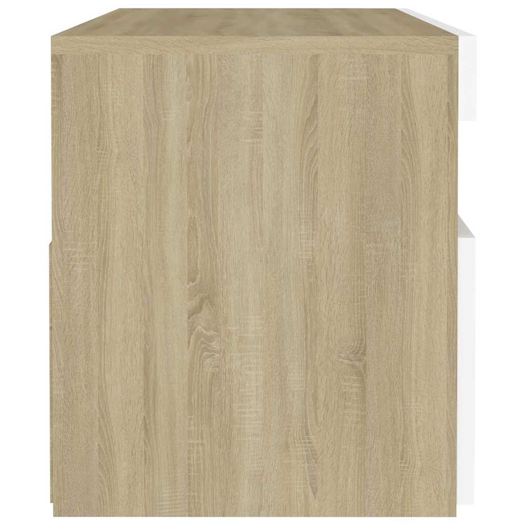 Κομοδίνο με LED Λευκό / Sonoma Δρυς 60 x 35 x 40 εκ.