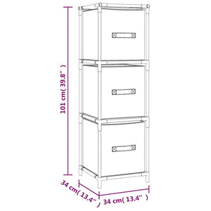 Ντουλάπι με 3 Υφασμάτινα Συρτάρια Γκρι 34x34x101 εκ. από Ατσάλι