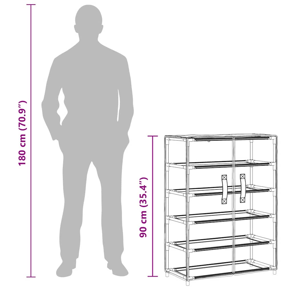 Παπουτσοθήκη Μαύρη 60 x 28 x 90 εκ. Υφασμάτινη