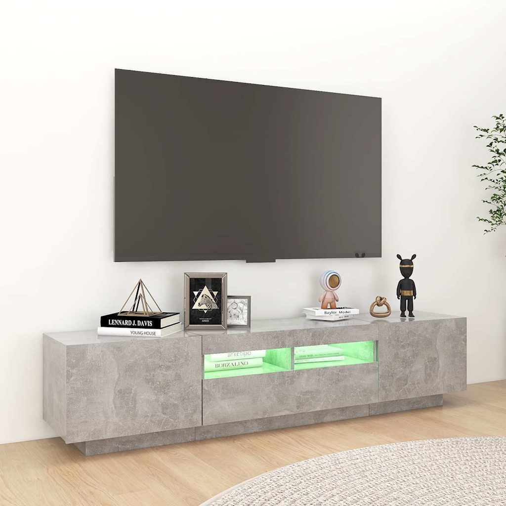 Έπιπλο Τηλεόρασης με LED Γκρι Σκυροδέματος 180 x 35 x 40 εκ. - PAKOBAZAAR