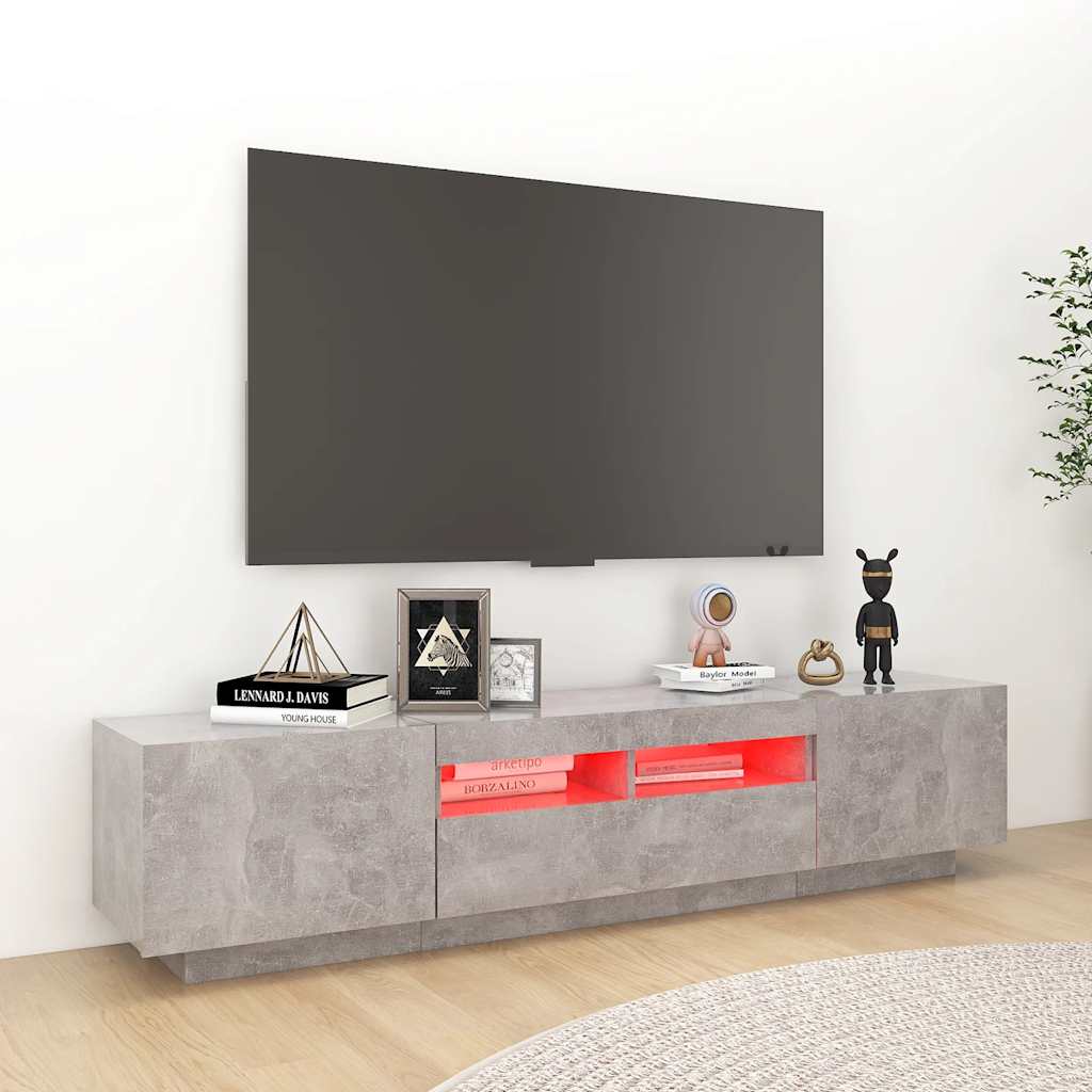 Έπιπλο Τηλεόρασης με LED Γκρι Σκυροδέματος 180 x 35 x 40 εκ. - PAKOBAZAAR