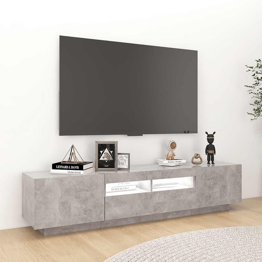 Έπιπλο Τηλεόρασης με LED Γκρι Σκυροδέματος 180 x 35 x 40 εκ. - PAKOBAZAAR