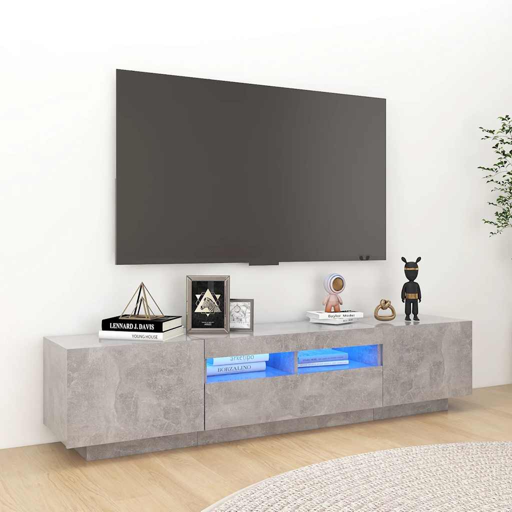 Έπιπλο Τηλεόρασης με LED Γκρι Σκυροδέματος 180 x 35 x 40 εκ. - PAKOBAZAAR