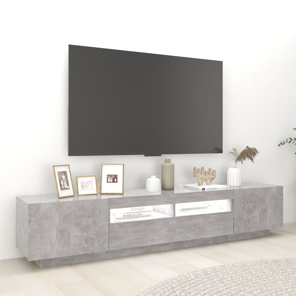 Έπιπλο Τηλεόρασης με LED Γκρι Σκυροδέματος 200 x 35 x 40 εκ. - PAKOBAZAAR
