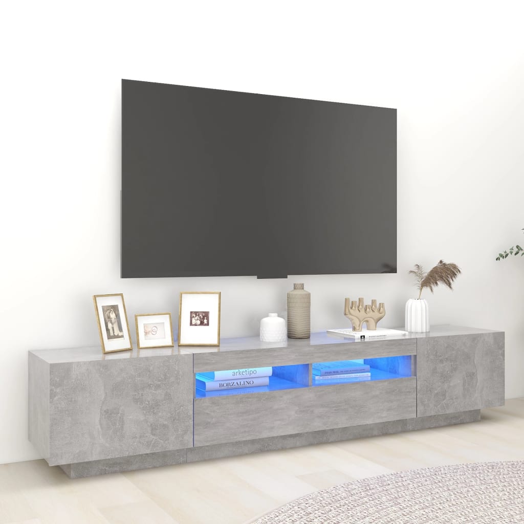 Έπιπλο Τηλεόρασης με LED Γκρι Σκυροδέματος 200 x 35 x 40 εκ. - PAKOBAZAAR