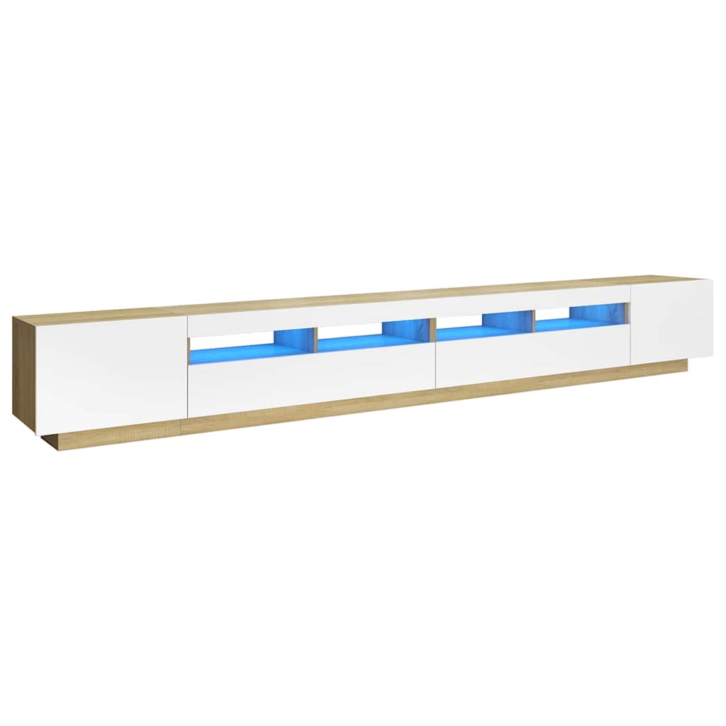 Έπιπλο Τηλεόρασης με LED Λευκό / Sonoma Δρυς 300 x 35 x 40 εκ. - Pakobazaar