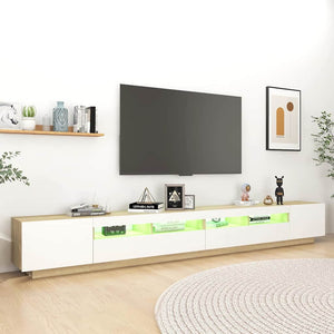 Έπιπλο Τηλεόρασης με LED Λευκό / Sonoma Δρυς 300 x 35 x 40 εκ. - Pakobazaar