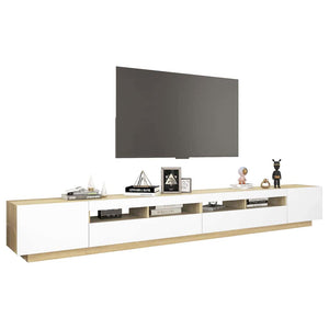 Έπιπλο Τηλεόρασης με LED Λευκό / Sonoma Δρυς 300 x 35 x 40 εκ. - Pakobazaar