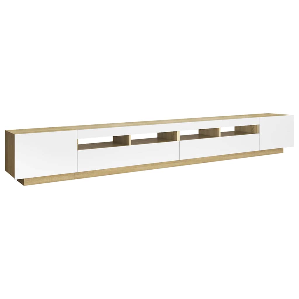 Έπιπλο Τηλεόρασης με LED Λευκό / Sonoma Δρυς 300 x 35 x 40 εκ. - Pakobazaar