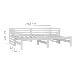Καναπές Κρεβάτι Λευκός 2 x (90 x 200) εκ. από Μασίφ Ξύλο Πεύκου