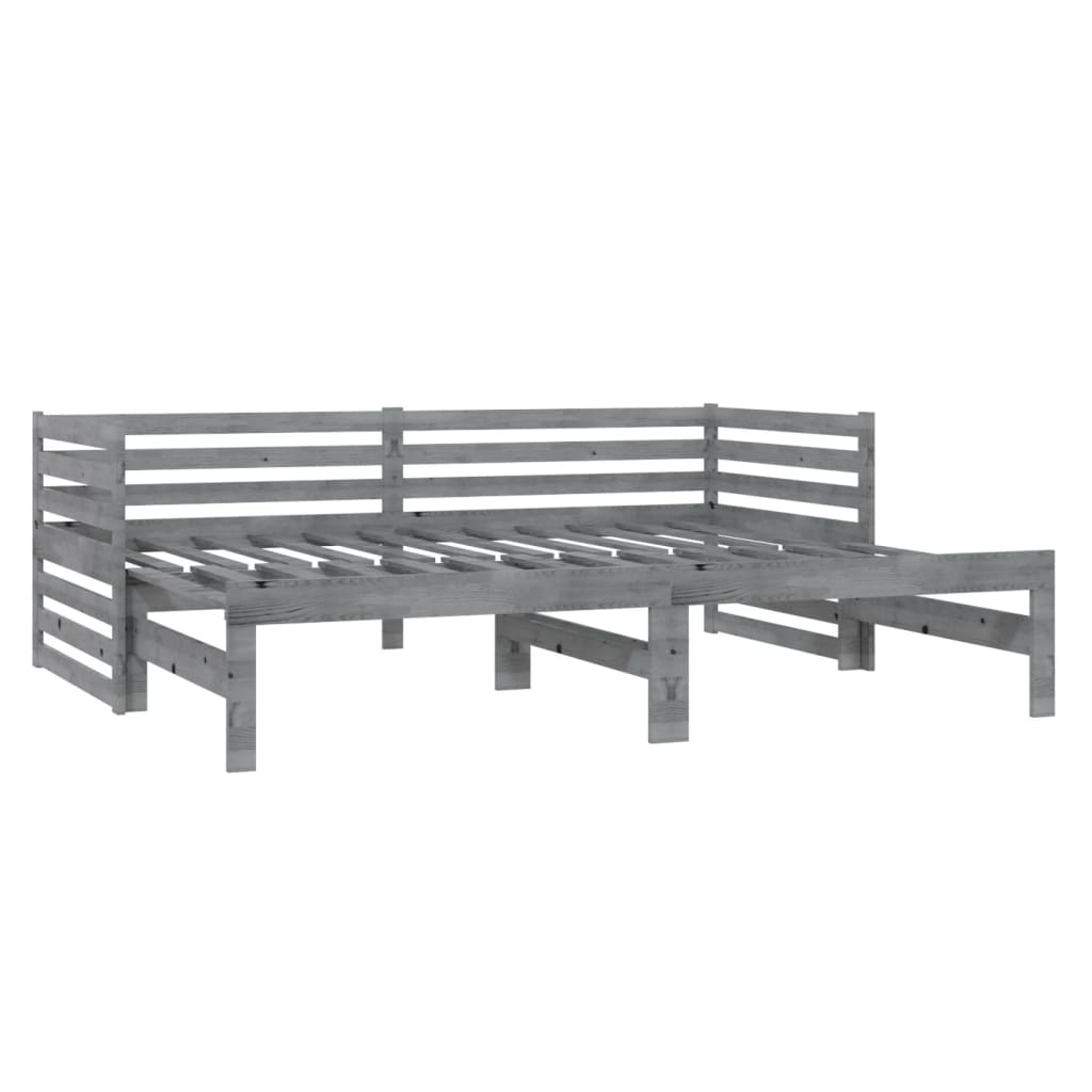 Καναπές Κρεβάτι Γκρι 2 x (90 x 200) εκ. από Μασίφ Ξύλο Πεύκου