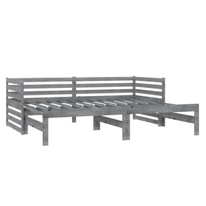 Καναπές Κρεβάτι Γκρι 2 x (90 x 200) εκ. από Μασίφ Ξύλο Πεύκου
