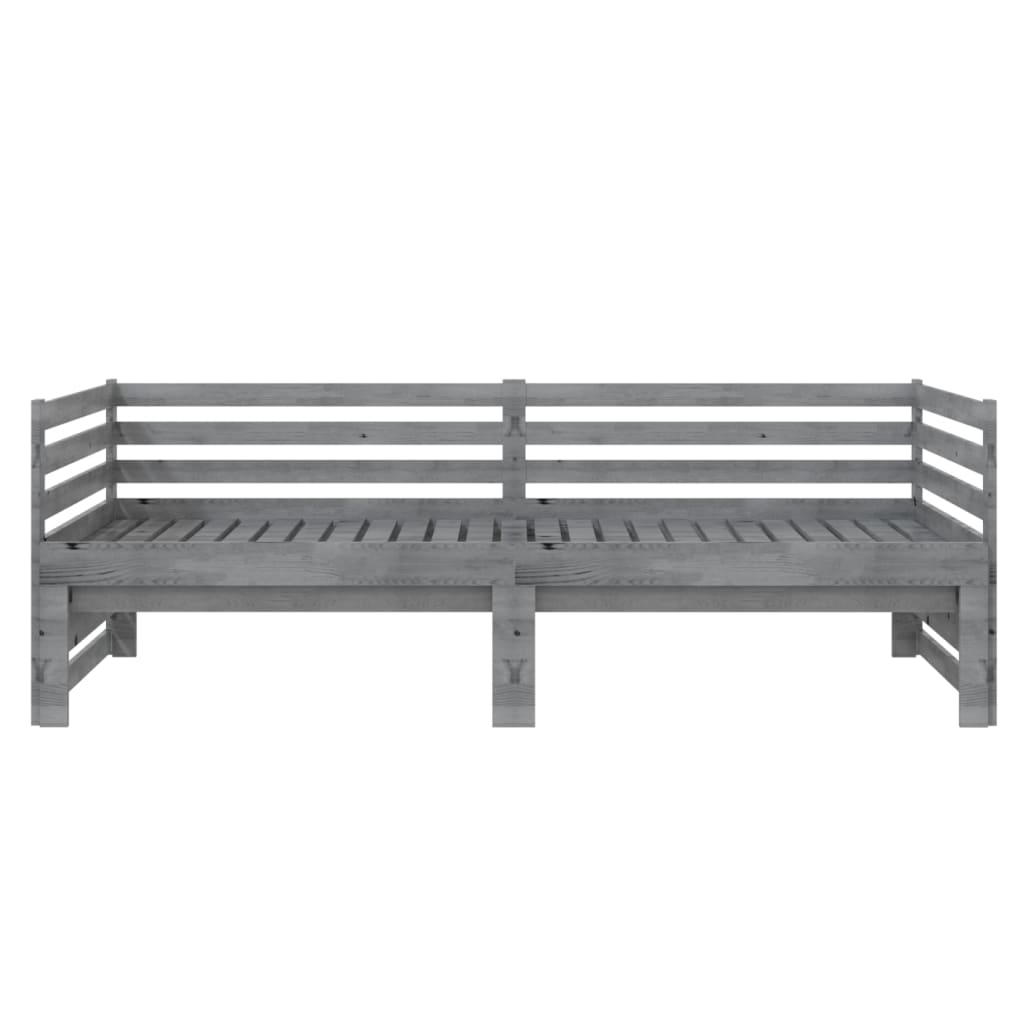 Καναπές Κρεβάτι Γκρι 2 x (90 x 200) εκ. από Μασίφ Ξύλο Πεύκου