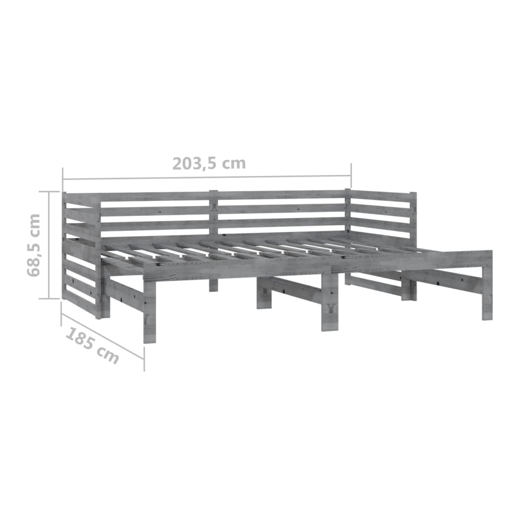 Καναπές Κρεβάτι Γκρι 2 x (90 x 200) εκ. από Μασίφ Ξύλο Πεύκου