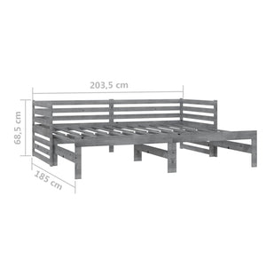 Καναπές Κρεβάτι Γκρι 2 x (90 x 200) εκ. από Μασίφ Ξύλο Πεύκου