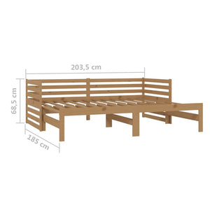 Καναπές Κρεβάτι Καφέ Μελί 2 x (90 x 200) εκ από Μασίφ Ξύλο Πεύκου