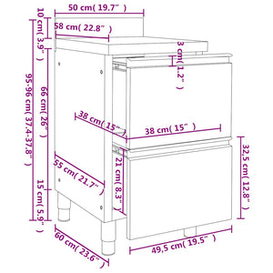 Ντουλάπια Κουζίνας Επαγγελματικά 2 τεμ. 50x60x96 εκ. από Ανοξείδωτο Ατσάλι - PAKOBAZAAR