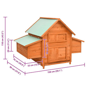 Κοτέτσι 150 x 96 x 110 εκ. από Μασίφ Ξύλο Ελάτης - PAKOBAZAAR