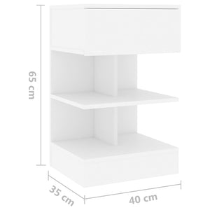 Κομοδίνο Λευκό 40 x 35 x 65 εκ. από Επεξ. Ξύλο