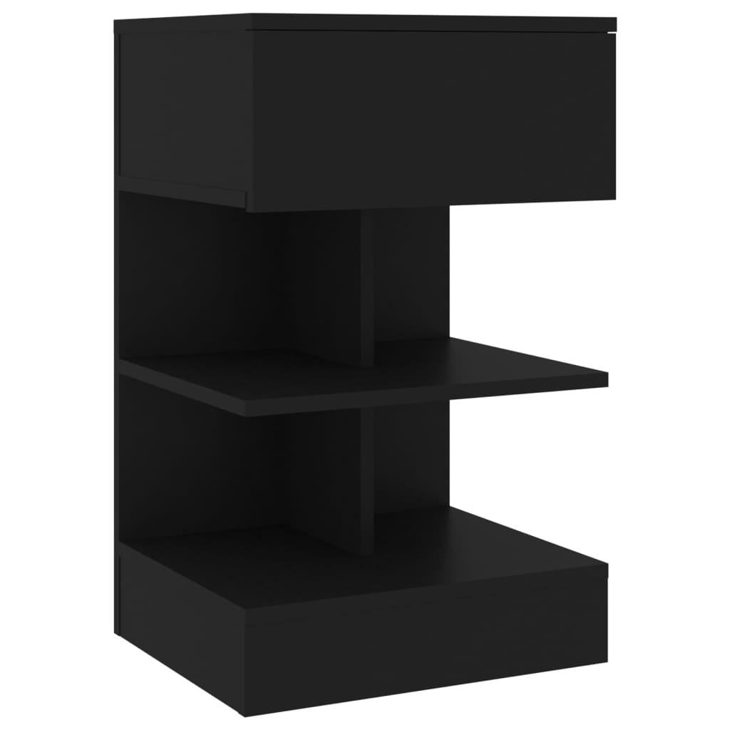 Κομοδίνο Μαύρο 40 x 35 x 65 εκ. από Επεξ. Ξύλο - Pakobazaar