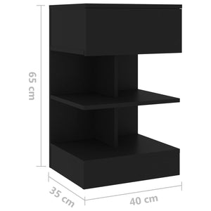 Κομοδίνο Μαύρο 40 x 35 x 65 εκ. από Επεξ. Ξύλο - Pakobazaar