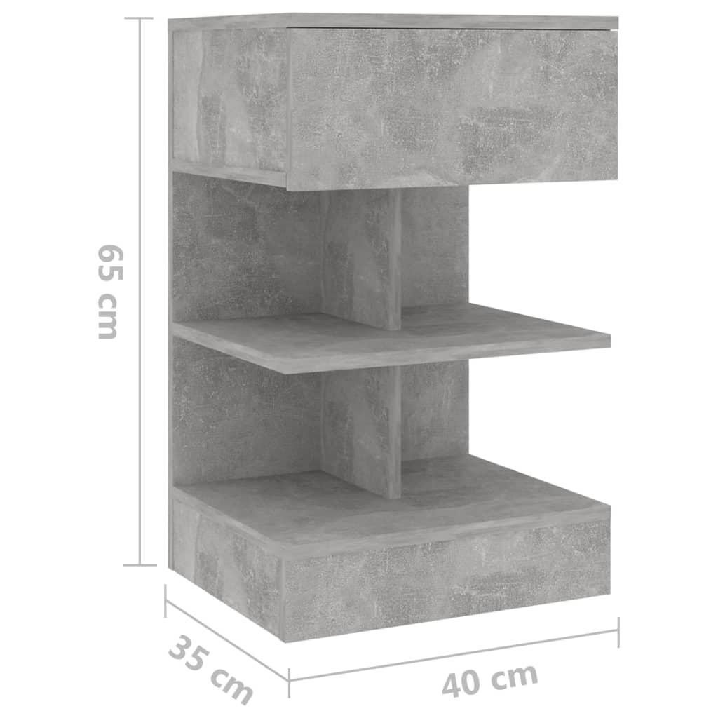 Κομοδίνο Γκρι Σκυροδέματος 40 x 35 x 65 εκ. από Επεξ. Ξύλο