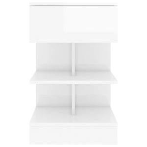 Κομοδίνο Γυαλιστερό Λευκό 40 x 35 x 65 εκ. από Επεξ. Ξύλο