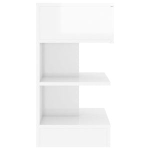 Κομοδίνο Γυαλιστερό Λευκό 40 x 35 x 65 εκ. από Επεξ. Ξύλο