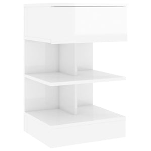 Κομοδίνα 2 τεμ. Γυαλιστερά Λευκά 40 x 35 x 65 εκ. - Pakobazaar