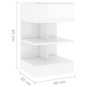 Κομοδίνα 2 τεμ. Γυαλιστερά Λευκά 40 x 35 x 65 εκ. - Pakobazaar