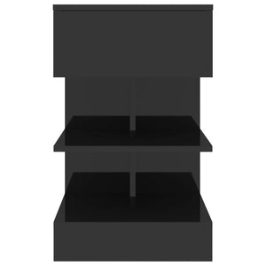 Κομοδίνα 2 τεμ. Γυαλιστερά Μαύρα 40 x 35 x 65 εκ. - Pakobazaar