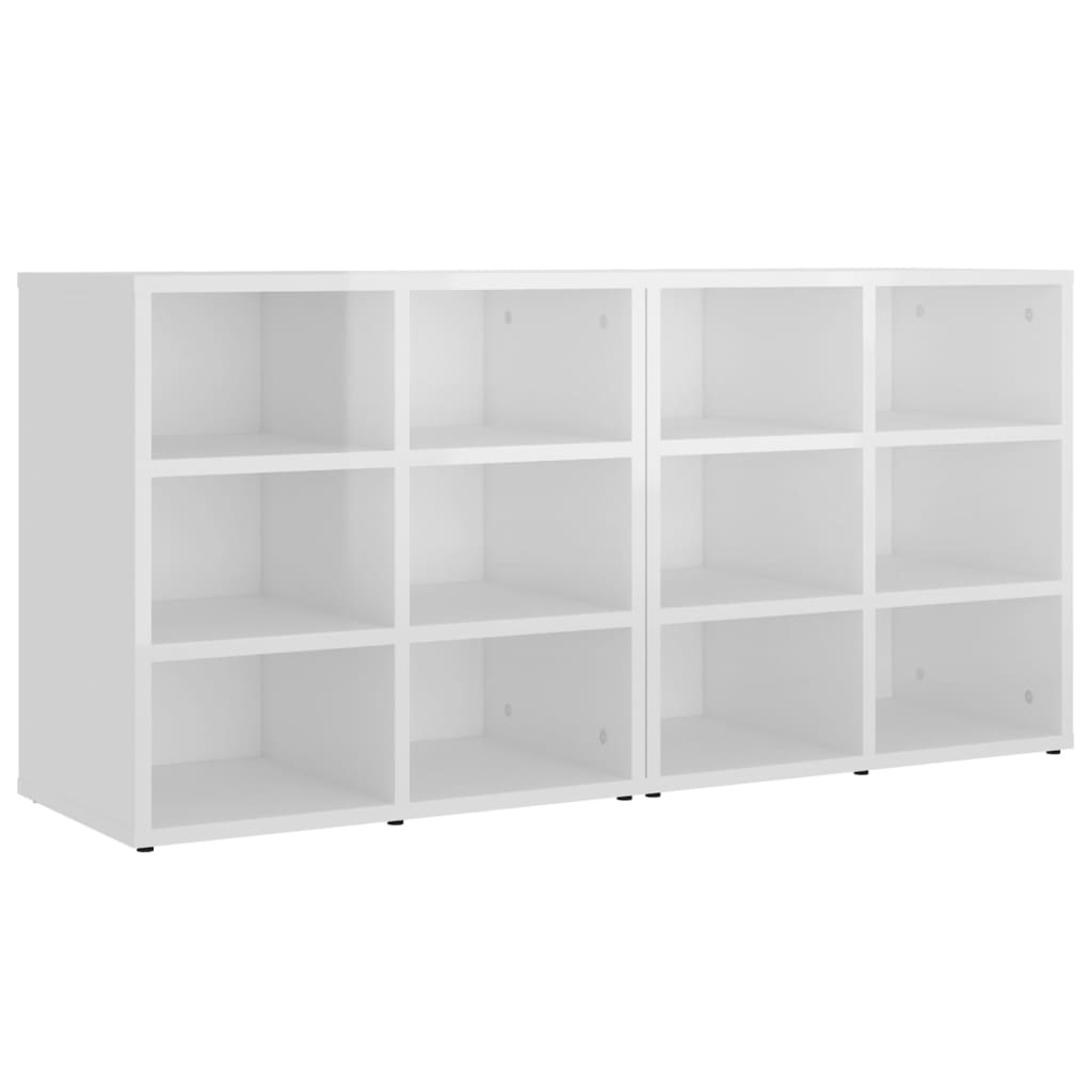 Παπουτσοθήκες 2 τεμ. Γυαλιστερό Λευκές 52,5 x 30 x 50 εκ.
