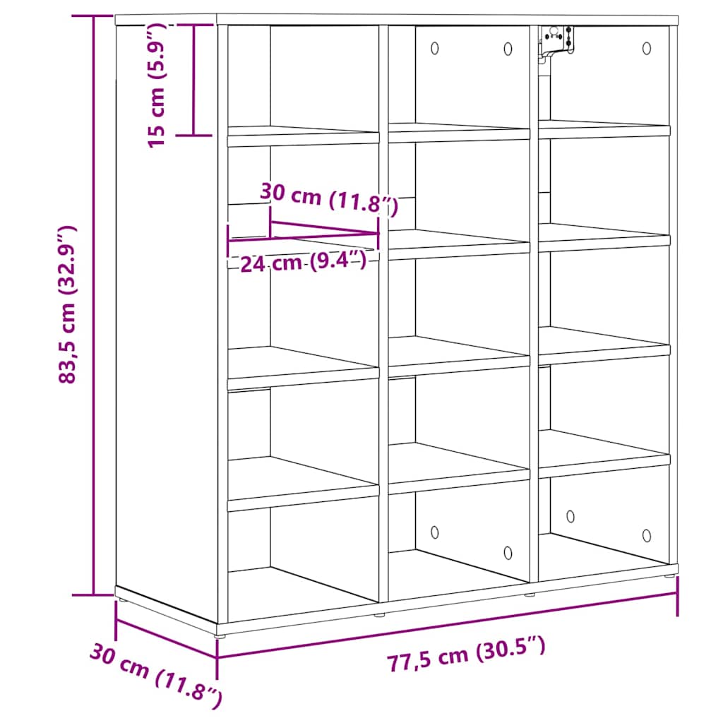 Ντουλάπα Παπουτσιών με ράφι Δρύς Sonoma 77,5 x 30 x 83,5 εκ.