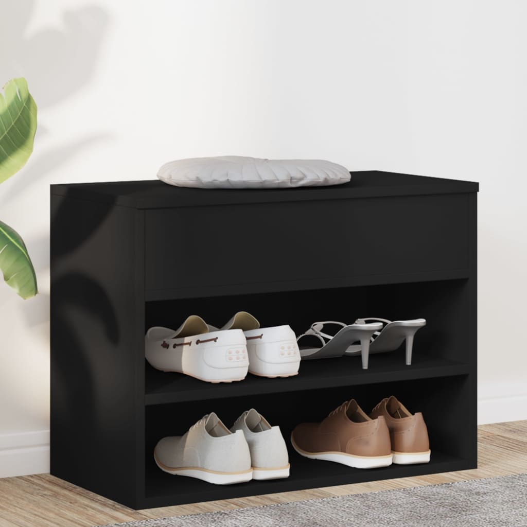 Παπουτσοθήκη Μαύρη 60 x 30 x 45 εκ. από Επεξ. Ξύλο - Pakobazaar