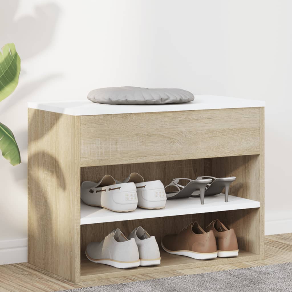 Παπουτσοθήκη Λευκή/Sonoma Δρυς 60 x 30 x 45 εκ. από Μοριοσανίδα