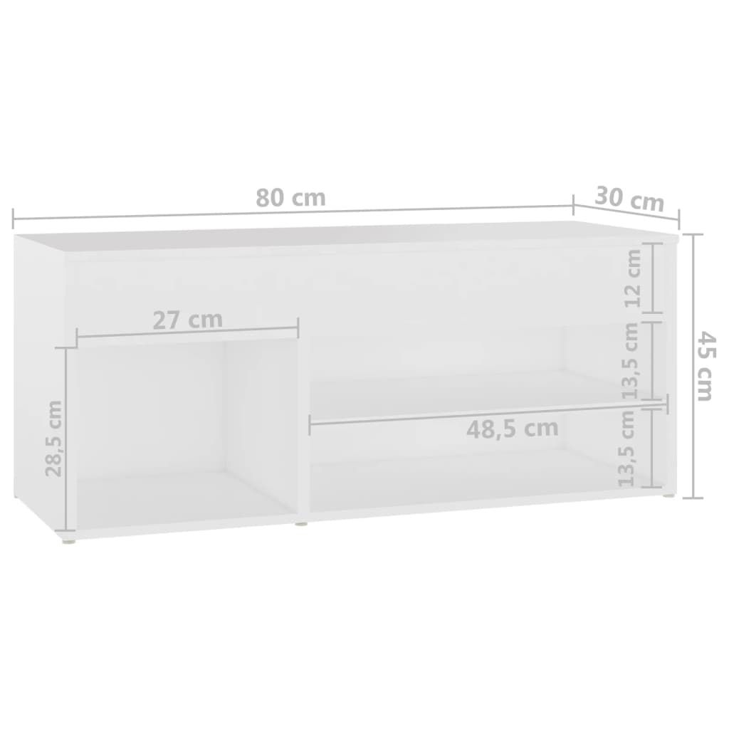 Παπουτσοθήκη Λευκή 80 x 30 x 45 εκ. από Επεξ. Ξύλο - Pakobazaar