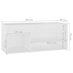 Παπουτσοθήκη Λευκή 80 x 30 x 45 εκ. από Επεξ. Ξύλο - Pakobazaar