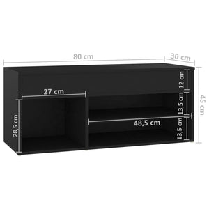 Παπουτσοθήκη Μαύρη 80 x 30 x 45 εκ. από Επεξ. Ξύλο - Pakobazaar