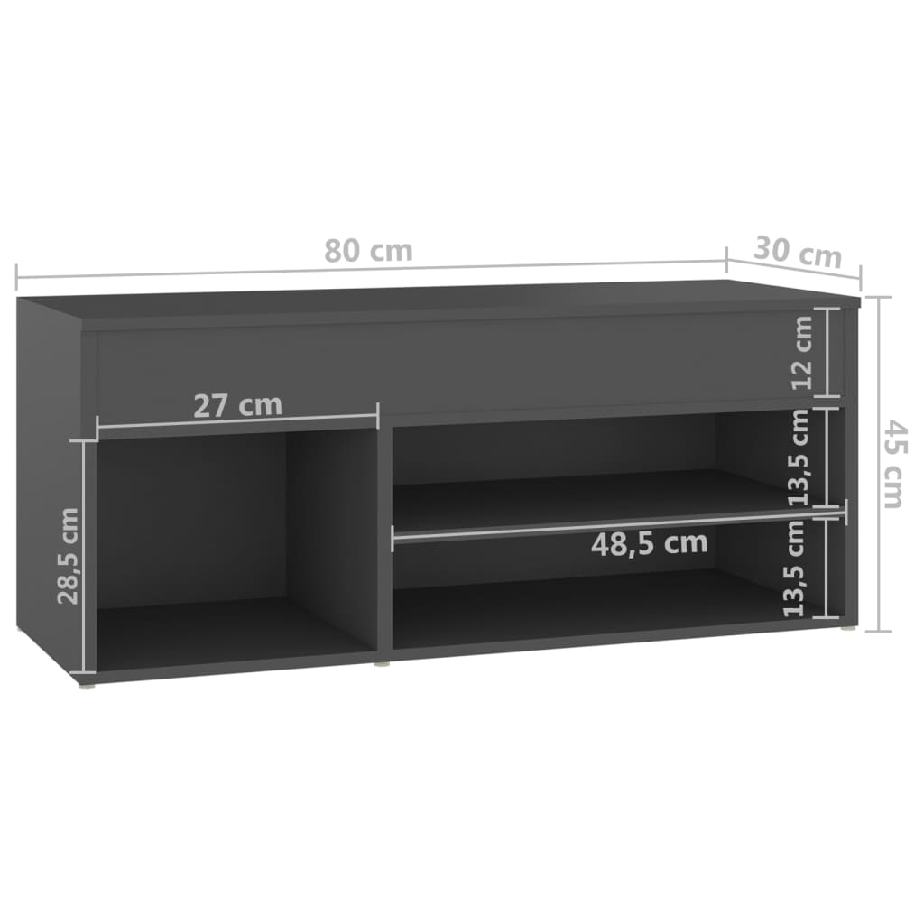 Παπουτσοθήκη Γκρι 80 x 30 x 45 εκ. από Μοριοσανίδα