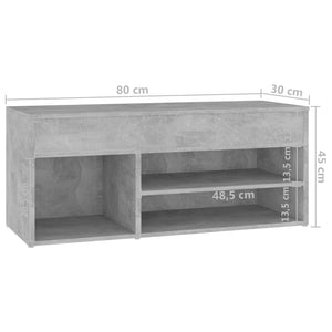 Παπουτσοθήκη Γκρι Σκυροδέματος 80 x 30 x 45 εκ. από Επεξ. Ξύλο