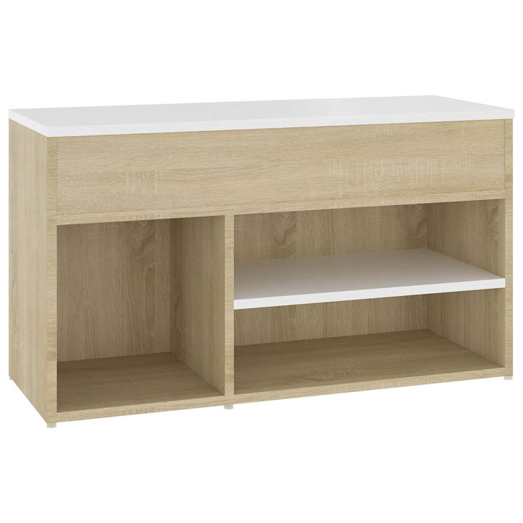 Παπουτσοθήκη Λευκή/Sonoma Δρυς 80 x 30 x 45 εκ. από Μοριοσανίδα