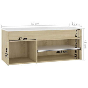 Παπουτσοθήκη Λευκή/Sonoma Δρυς 80 x 30 x 45 εκ. από Μοριοσανίδα